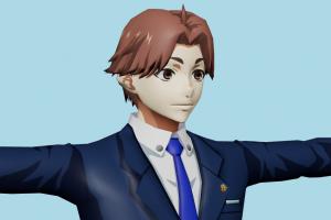 Seidou Takizawa Tokyo-Ghoul, male, man, business, people, human, xna, characters, rigged